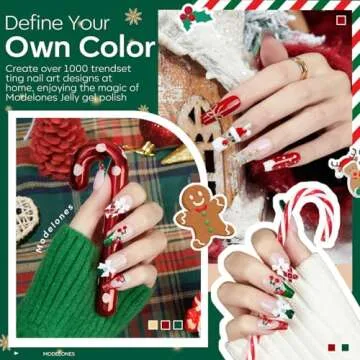 modelones Christmas Gel Nail Polish 6 Colors Red Green Glitter Gold Silver Red Cat Eye Gel Nail Polish Dark Green Red Champagne Gold Gel Polish Soak Off Led Holiday Nail Art DIY Salon Gift For Women