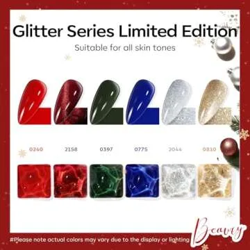 modelones Christmas Gel Nail Polish 6 Colors Red Green Glitter Gold Silver Red Cat Eye Gel Nail Polish Dark Green Red Champagne Gold Gel Polish Soak Off Led Holiday Nail Art DIY Salon Gift For Women