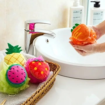 Rocutus Colorful Child Bath Shower Sponge Set for Kids