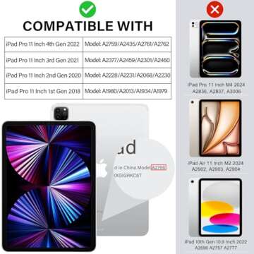 ZOVEEK iPad Pro 11 Inch Case 4th/3rd/2nd/1st Generation (2022/2021/2020/2018) with Pencil Holder, Ma...