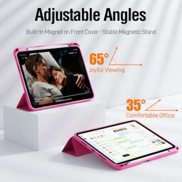 ZOVEEK iPad Pro 11 Inch Case 4th/3rd/2nd/1st Generation (2022/2021/2020/2018) with Pencil Holder, Magnetic Smart Cover with Stand, Supports 2nd Gen Pencil Charging, Auto Wake/Sleep (Rose Pink)