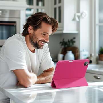 ZOVEEK iPad Pro 11 Inch Case 4th/3rd/2nd/1st Generation (2022/2021/2020/2018) with Pencil Holder, Magnetic Smart Cover with Stand, Supports 2nd Gen Pencil Charging, Auto Wake/Sleep (Rose Pink)