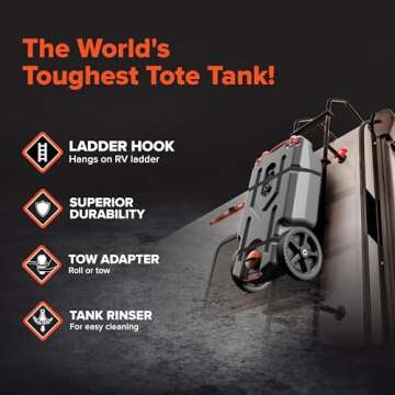 Camco Rhino 21-Gallon Portable Camper/RV Tote Tank - Features Large Heavy-Duty No-Flat Wheels & Low ...