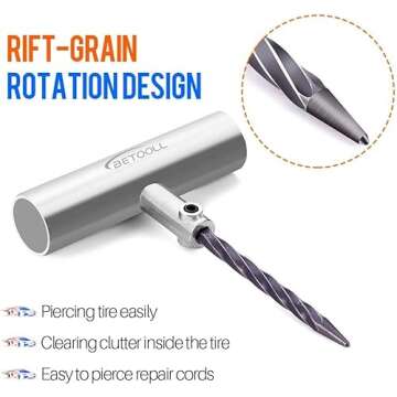 BETOOLL 67pcs Tire Repair Kits,Tire Plug Repair Tools for Car, Motorcycle, Jeep, RV, ATV,SUV, Truck, Trailer,Tractor, Lawn Mower