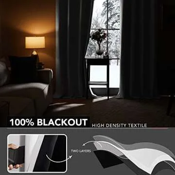 Deconovo 100% Blackout Curtains for Bedroom, Thermal Insulated and Noise Reducing Drapes, Room Darkening Window Curtains with Double Layer, Oeko-TEX Certified (Pure White, 52x95 Inch, 2 Panels)
