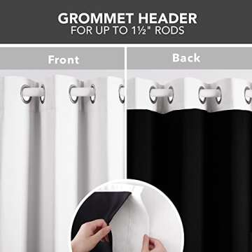 Deconovo 100% Blackout Curtains for Bedroom, Thermal Insulated and Noise Reducing Drapes, Room Darkening Window Curtains with Double Layer, Oeko-TEX Certified (Pure White, 52x95 Inch, 2 Panels)