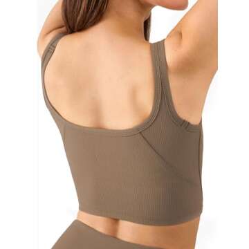 Chilylori Women's Seamless Sports Bra Workout Crop Top - Ribbed Padded Longline Medium Support Fitne...