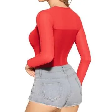 MANGOPOP Women's Mesh Long Sleeve Tops for Chic Style