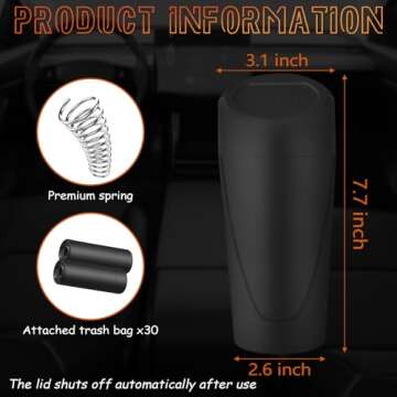xiaoniu Car Trash Can with Lid, Leakproof Garbage Can with 40 Attached Trash Bags, Mini Essential Car Accessories for Interior for Car, Home, Office (Black)