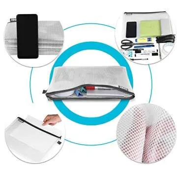SUNEE 6 Pack Odor-Free Mesh Zipper Pouches - Waterproof Organizers