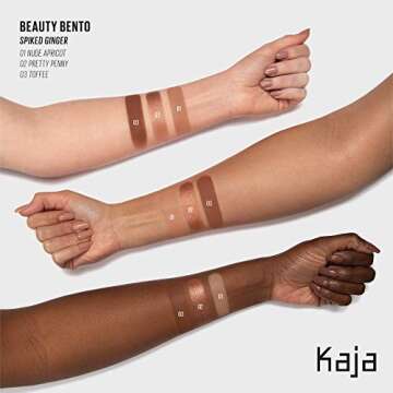 Kaja Beauty Bento Collection - Bouncy Eyeshadow Trio | Warm Honey Tones, Travel Size, 10 Spiked Ging...