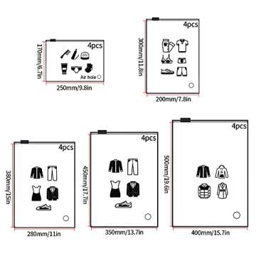 20 Pcs Travel Storage Bags - Reusable Ziplock Zipper Pouches for Clothing and Shoes