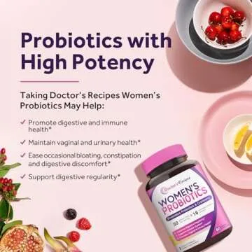 Doctor's Recipes Women's Probiotics, 50 Billion CFU 16 Strains, with Organic Prebiotics Cranberry, Shelf Stable, Delayed Release, 120 Capsules (Pack of 2), 60 Day Supply