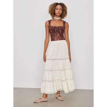 CIDER Santorini Floral Ruffle Maxi Skirt | Ideal for Summer