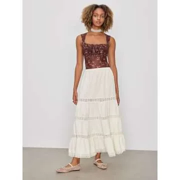 CIDER Santorini Floral Ruffle Maxi Skirt | Ideal for Summer