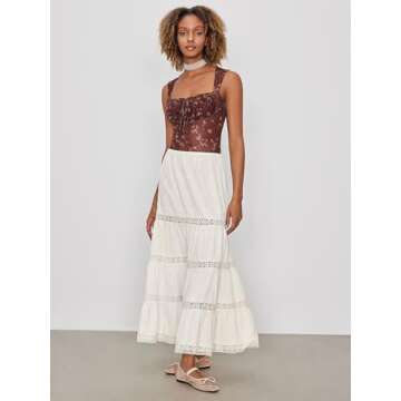 CIDER Santorini Floral Ruffle Maxi Skirt | Ideal for Summer