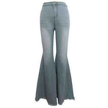 YouSexy Women's Posh Bell Bottom Jeans - Ripped Denim