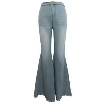 YouSexy Women's Posh Bell Bottom Jeans - Ripped Denim
