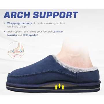 KuaiLu Men's Slippers with Orthotic Support and Warmth