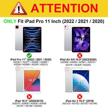 Fintie SlimShell Case with Pencil Holder for iPad Pro 11 Inch (4th, 3rd & 2nd Generation) 2022/2021/2020 - [Supports 2nd Gen Pencil Charging] Soft TPU Back Cover, Auto Wake/Sleep, Composition Book