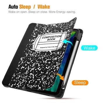 Fintie SlimShell Case with Pencil Holder for iPad Pro 11 Inch (4th, 3rd & 2nd Generation) 2022/2021/2020 - [Supports 2nd Gen Pencil Charging] Soft TPU Back Cover, Auto Wake/Sleep, Composition Book
