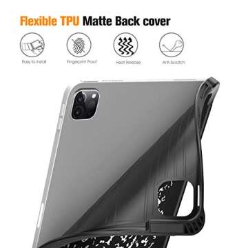 Fintie SlimShell Case with Pencil Holder for iPad Pro 11 Inch (4th, 3rd & 2nd Generation) 2022/2021/2020 - [Supports 2nd Gen Pencil Charging] Soft TPU Back Cover, Auto Wake/Sleep, Composition Book