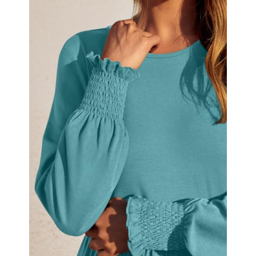 ZESICA Women's Casual Long Sleeve Midi Dress with Pockets