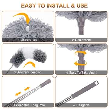DEEHYO 9PCS Extendable Microfiber Duster Kit for All