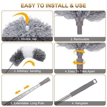 DEEHYO 9PCS Extendable Microfiber Duster Kit for All