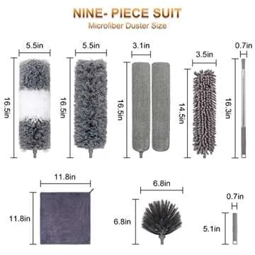 DEEHYO 9PCS Extendable Microfiber Duster Kit for All