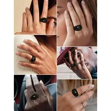 Oversized Chunky Black Dome Ring for Women - Size 7