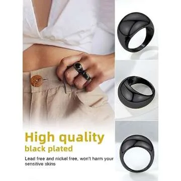 Bold Black Dome Statement Ring for Women, Size 7