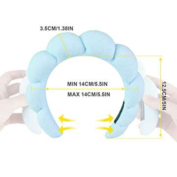 Spa Headband for Women, 2 Pack Makeup Headband Sponge Spa Headband Hair Band Accessories for Spa Face Washing Makeup Shower, Blue and Pink