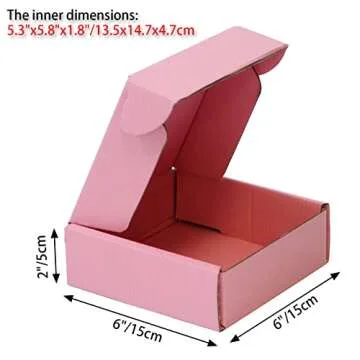 Pink Shipping Boxes For Small Business, 6x6x2 Inches, Pack Of 12, Corrugated Cardboard Boxes For Shi...