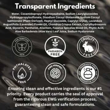 HygieneLab Mens Natural Body Wash - Ultra Hydrating, EWG Verified Clean Formula, Lavender Sands Scent, Sulfate-Free, Paraben-Free, Phthalates-Free, Gentle & Effective for Healthy Skin (10 oz)