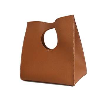 HOXIS Vintage Minimalist Style Soft Pu Leather Handbag Clutch Small Tote (Black)