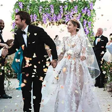 DearHouse 2Pcs 6Ft/Piece Artificial Flowers Silk Wisteria Garland Artificial Wisteria Vine Hanging Flower Greenery Garland for Home Garden Outdoor Wedding Arch Floral Decor (Purple)