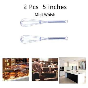 Mini Whisks 5 Inches - 2 Pcs for Quick Mixing Tools