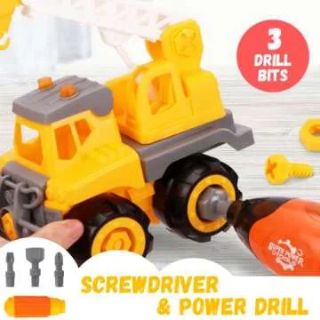 Kididdo Excavator Toys for Boys 3-5 Years Old Kids Construction Vehicle Building Toys for Toddlers Take Apart Truck with Screwdriver and Drill DIY Educational STEM Toy Gift for 3 4 5 Yeas Old Boy