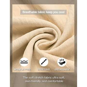 COOFANDY Men Summer Henley Shirts Button Vacation Shirt Collarless Casual Shirt Light Khaki