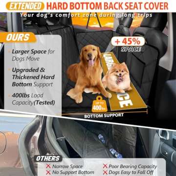 ROUWINNE Back Seat Extender for Dogs-Large Space, Dog Car Seat Cover Hard Bottom Holds 400lbs, Sturd...
