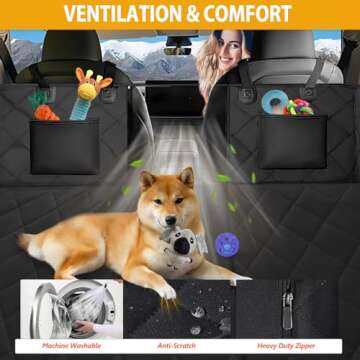 ROUWINNE Back Seat Extender for Dogs-Large Space, Dog Car Seat Cover Hard Bottom Holds 400lbs, Sturdy Backseat Extender for Dogs, Waterproof Dog Hammock for Car Dog Car Bed for Car, SUV, Truck