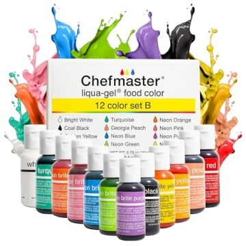 Chefmaster - Vibrant Liqua-Gel Food Coloring Set - 12 Colors - Fade Resistant, Easy to Use!