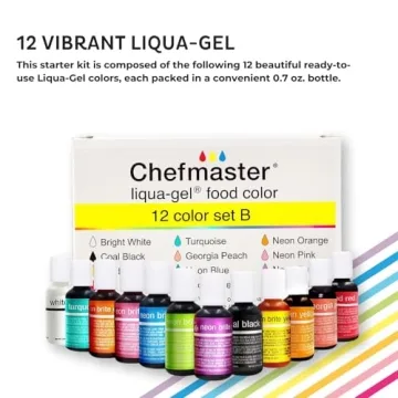 Chefmaster Liqua-Gel Food Coloring 12 Color Set for Baking