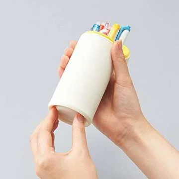 LIHITLAB PuniLabo Stand Up Pen Case (Pen Holder), 2.4" x 7.8", Pig (A7712-5),Medium: 2.4 x 7.8 inches