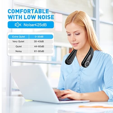 Rechargeable Neck Fan with 10-Hour Battery & Quiet Design