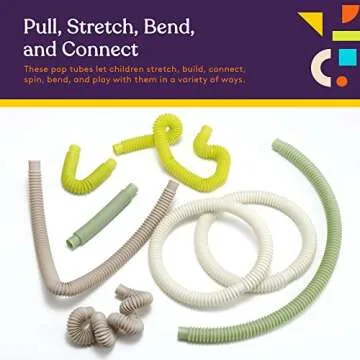 Special Supplies Fun Pull and Stretch Tubes for Kids - Pop, Bend, Build, and Connect Toy, Provide Tactile and Auditory Sensory Play, Colorful, Heavy-Duty Plastic (8-Pack Camo Colors)