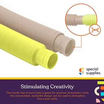 Special Supplies Fun Pull and Stretch Tubes for Kids - Pop, Bend, Build, and Connect Toy, Provide Tactile and Auditory Sensory Play, Colorful, Heavy-Duty Plastic (8-Pack Camo Colors)