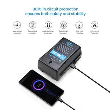 REYTRIC 190Wh(13400mAh) V Mount/V-Lock Battery Compatible Video Camera Camcorder Broadcast LED Light with D-Tap Charger