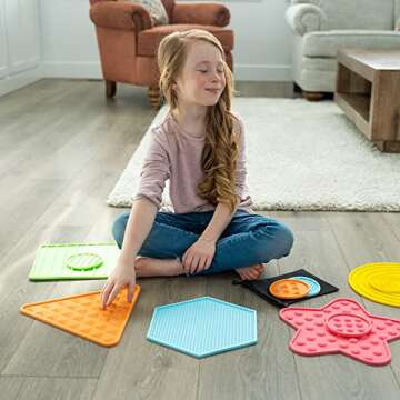 Calming Sensory Shapes - Tactile Sensory Tiles Discs for Learning, Stimulation, Processing Through Play - Sensory Mats Social Emotional Learning Activities Game - Special Needs Toddlers - Set of 10